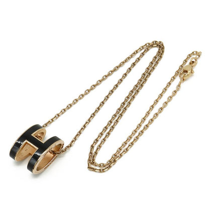 Hermes Pop Ash Pop H Logo Hnecklace Pendant PGP Pink Gold Plated Black