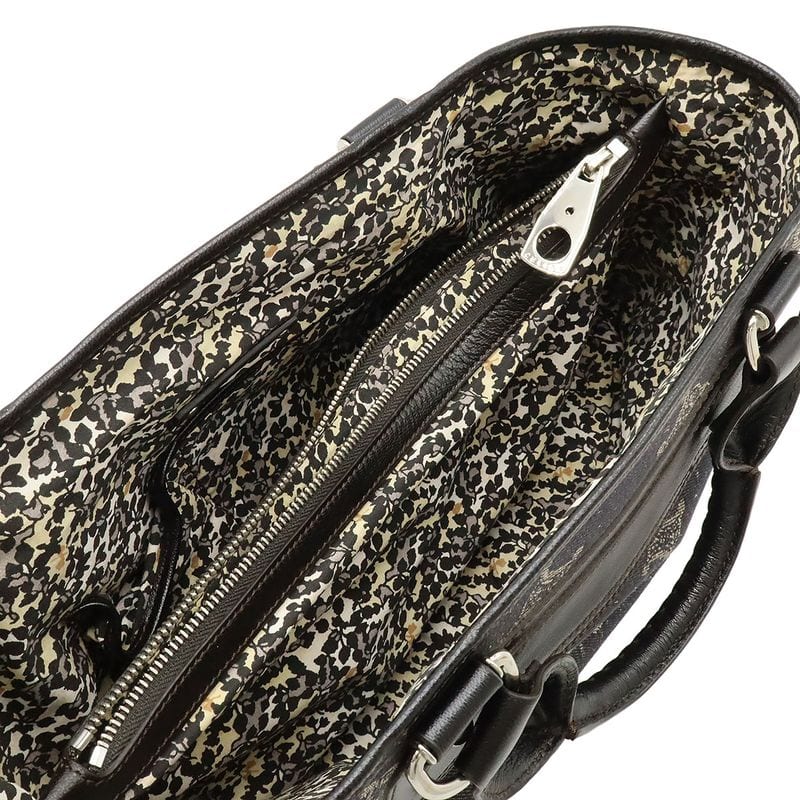 Celine Macadam Boogie Bag Handbag Tote Bag Denim Leather Black Silver Hardware
