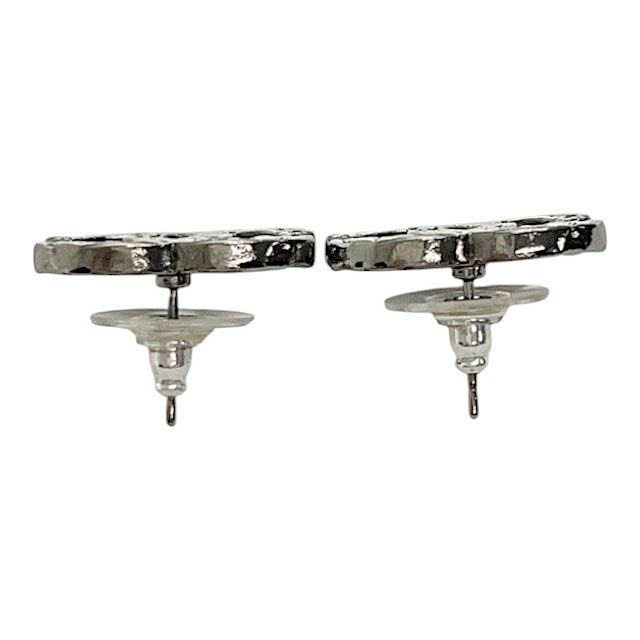 Chanel A19a Coco Mark Logo Stud Earrings Silver Used Aa▲• 251215