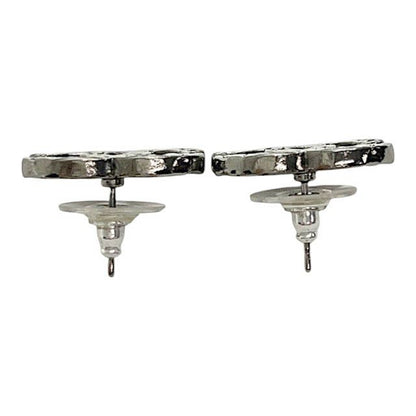 Chanel A19a Coco Mark Logo Stud Earrings Silver Used Aa▲• 251215