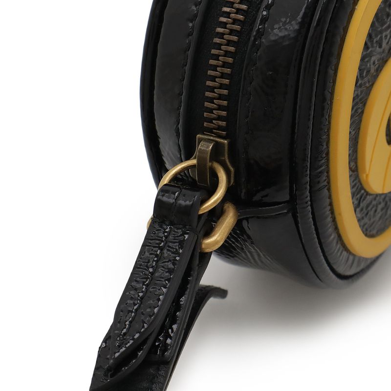Gucci Game Patch Logo Shoulder Bag Pochette Crossbody Patent Leather Rubber