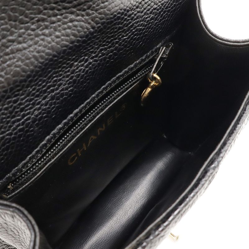 Chanel Matelasse Belt Bag Waist Pouch Body Bag Caviar Skin Leather Black Gold