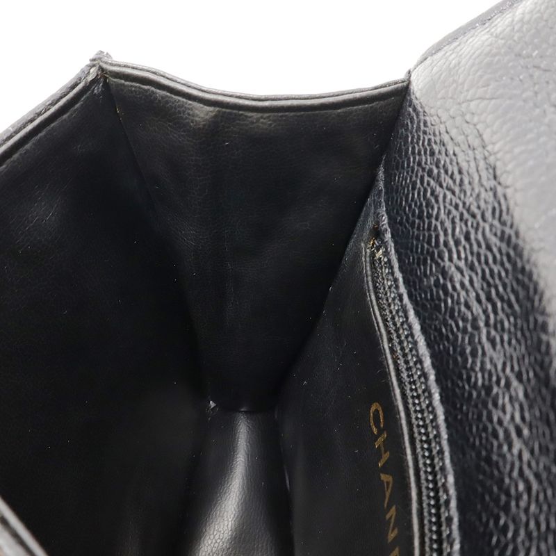 Chanel Matelasse Belt Bag Waist Pouch Body Bag Caviar Skin Leather Black Gold