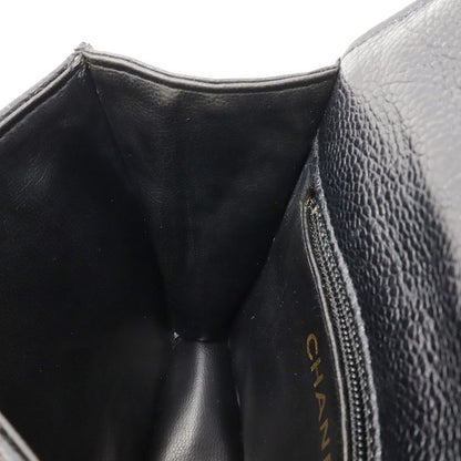 Chanel Matelasse Belt Bag Waist Pouch Body Bag Caviar Skin Leather Black Gold