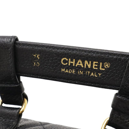 Chanel Matelasse Belt Bag Waist Pouch Body Bag Caviar Skin Leather Black Gold