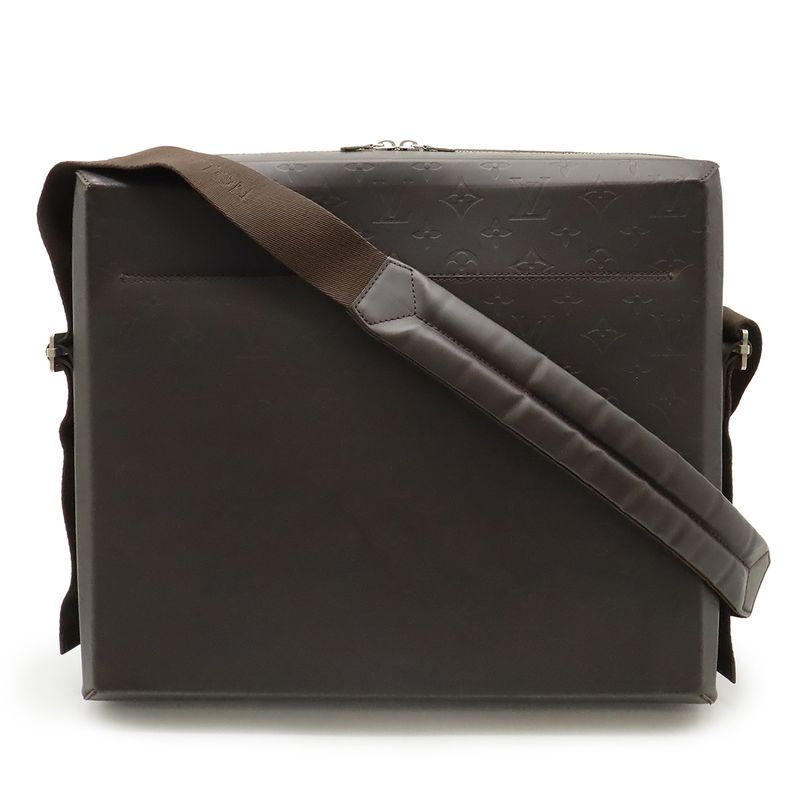 Louis Vuitton Monogram Glace Steve Shoulder Bag Crossbody Cafe Brown Dark Brown