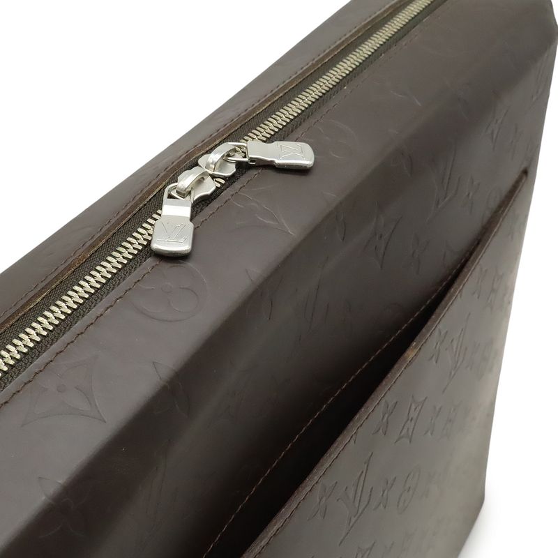 Louis Vuitton Monogram Glace Steve Shoulder Bag Crossbody Cafe Brown Dark Brown