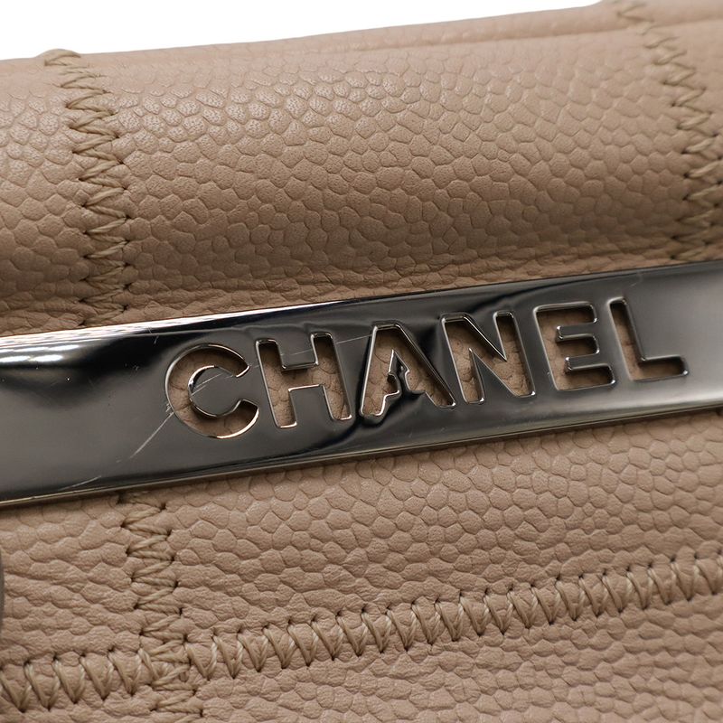 Chanel Chocolate Bar Stitch Mini Boston Bag Shoulder Bag Caviar Skin Leather