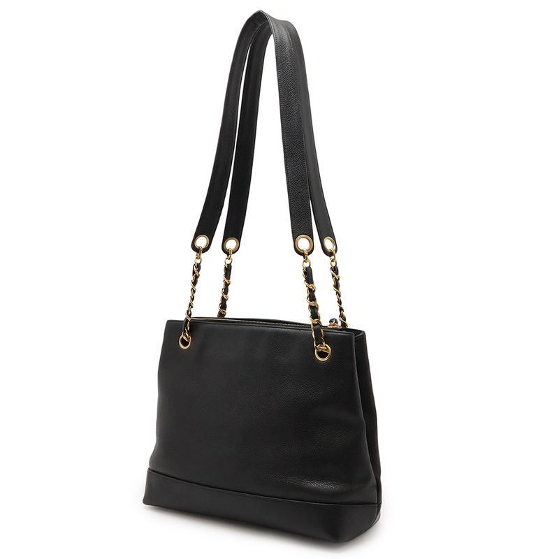 Chanel Coco Mark Coco Ball Chain Tote Bag Shoulder Bag Caviar Skin Leather