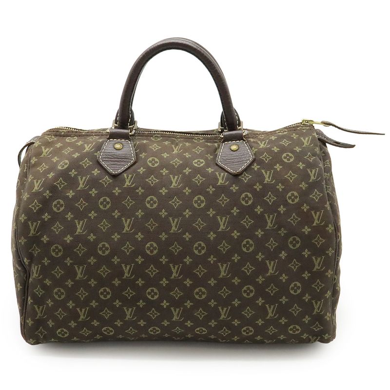 Louis Vuitton Monogram Mini Lin Speedy 30 Handbag Mini Boston Bag Canvas Ebene