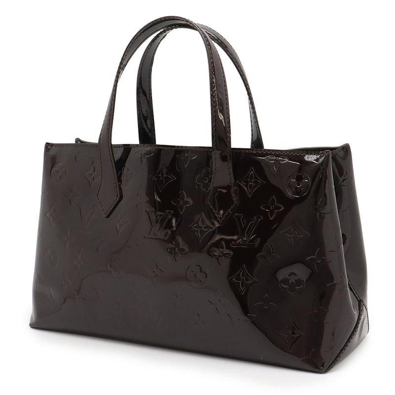 Louis Vuitton Monogram Vernis Wilshire PM Handbag Tote Bag Enamel Calf Amarant