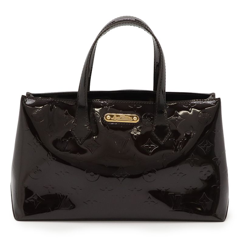 Louis Vuitton Monogram Vernis Wilshire PM Handbag Tote Bag Enamel Calf Amarant