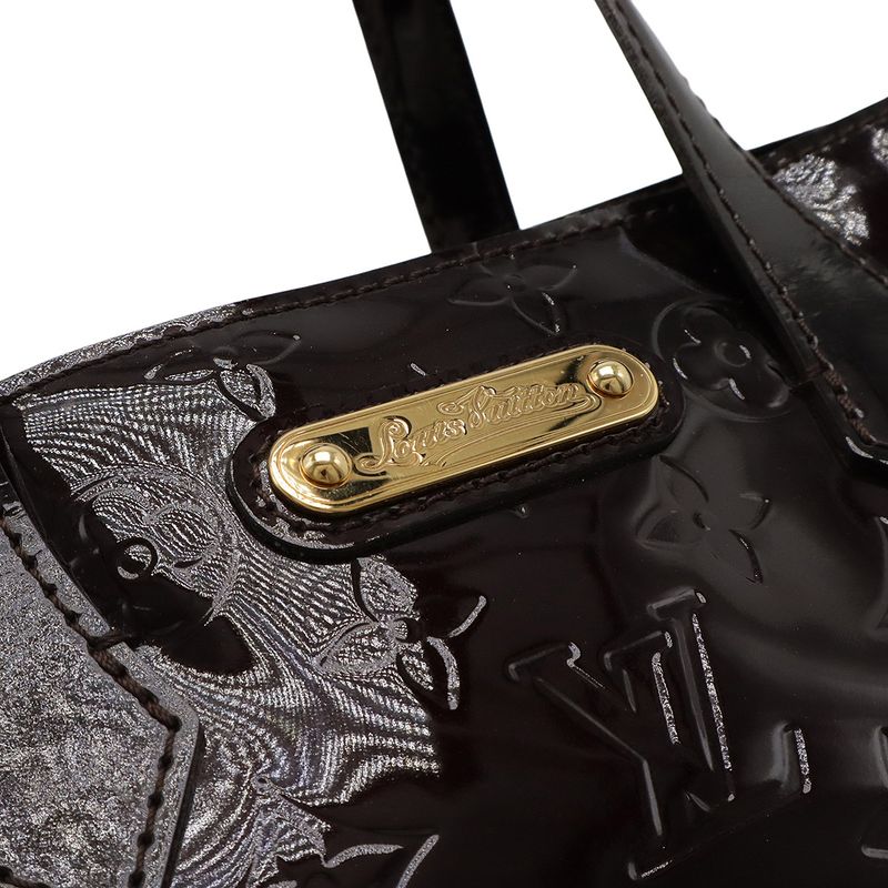 Louis Vuitton Monogram Vernis Wilshire PM Handbag Tote Bag Enamel Calf Amarant