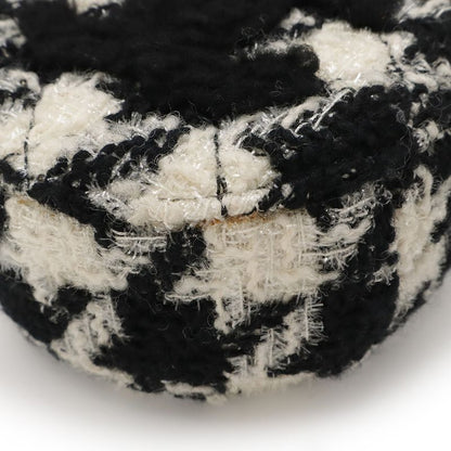 Chanel Round Chain Shoulder Pochette Round Shape Houndstooth Tweed Boa Ivory