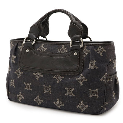 Celine Paris Macadam Boogie Bag Handbag Tote Bag Denim Leather Black Silver