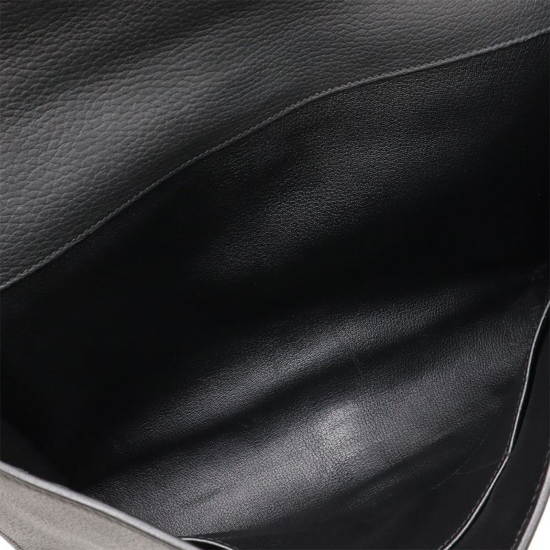 Hermes Etrivière Document Business Bag Handbag Fjord Black Silver Hardware □H