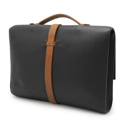 Hermes Etrivière Document Business Bag Handbag Fjord Black Silver Hardware □H