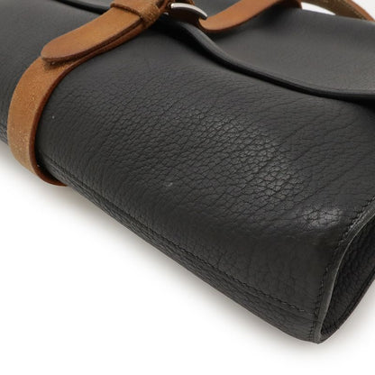 Hermes Etrivière Document Business Bag Handbag Fjord Black Silver Hardware □H