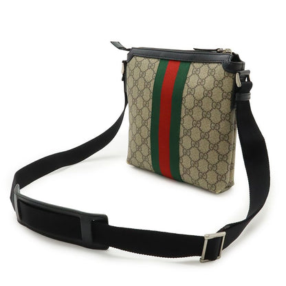 Gucci GG Supreme Sherry Line Web Flat Messenger Bag Shoulder Bag Crossbody PVC