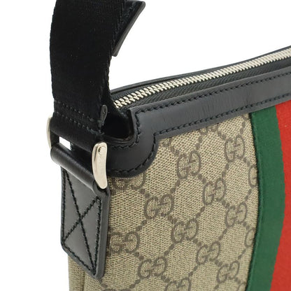 Gucci GG Supreme Sherry Line Web Flat Messenger Bag Shoulder Bag Crossbody PVC