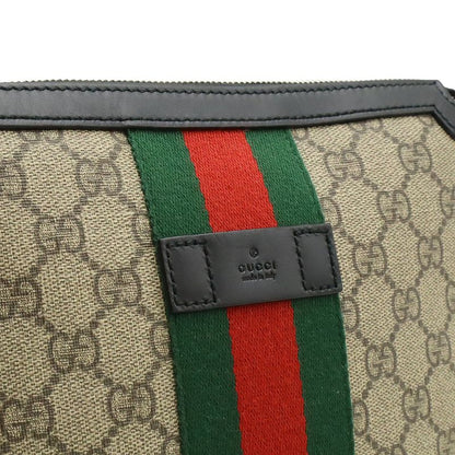 Gucci GG Supreme Sherry Line Web Flat Messenger Bag Shoulder Bag Crossbody PVC