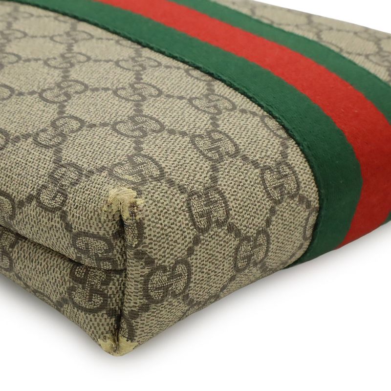 Gucci GG Supreme Sherry Line Web Flat Messenger Bag Shoulder Bag Crossbody PVC
