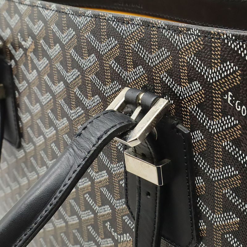 Goyard Comor GM Paint Handbag Tote Bag Herringbone Pattern PVC Leather Black