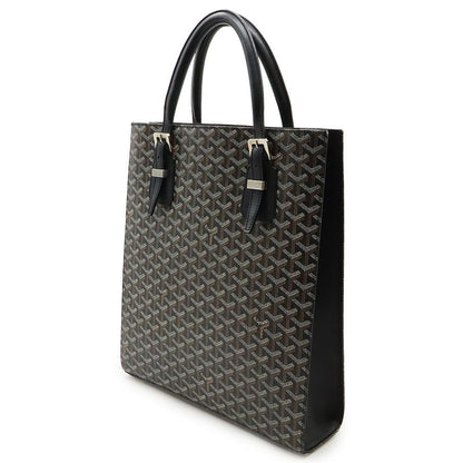 Goyard Comor GM Paint Handbag Tote Bag Herringbone Pattern PVC Leather Black