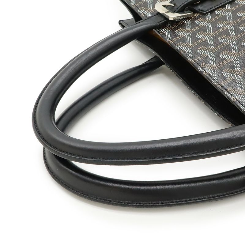 Goyard Comor GM Paint Handbag Tote Bag Herringbone Pattern PVC Leather Black