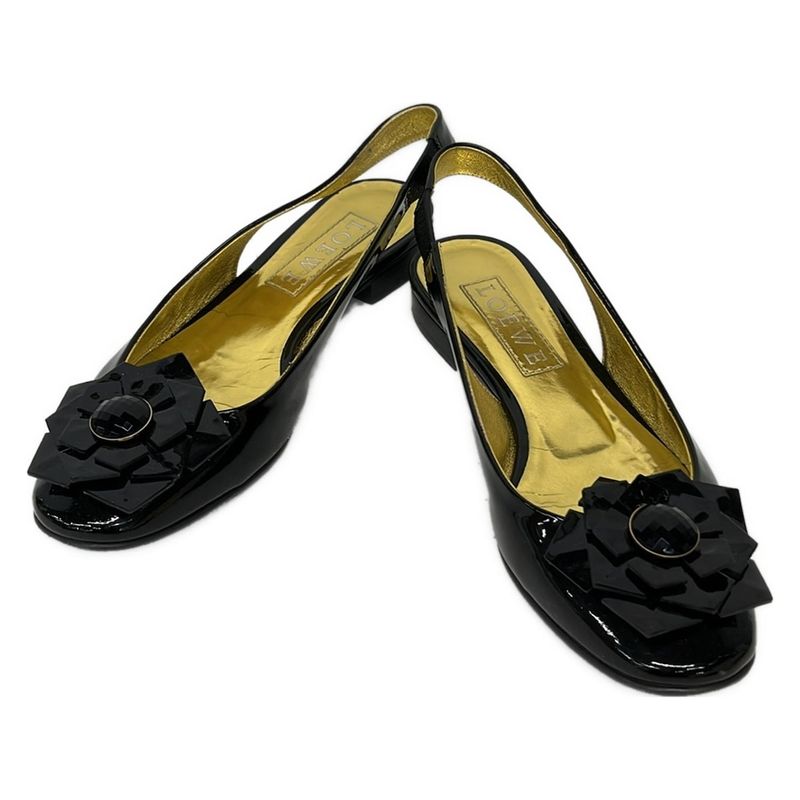 Loewe Sandals 37 Women's - Black Flower Bijou Leather