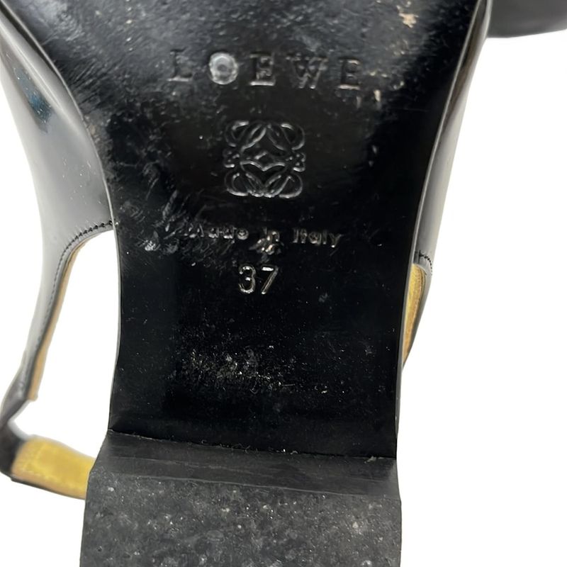 Loewe Sandals 37 Women's - Black Flower Bijou Leather