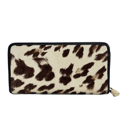 Loewe Long Wallet - Beige X Dark Brown X Multi Leopard Print Round Zipper