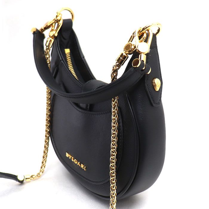 Bvlgari Serpenti Ellipse 2-Way Shoulder Bag Black IC Ladies