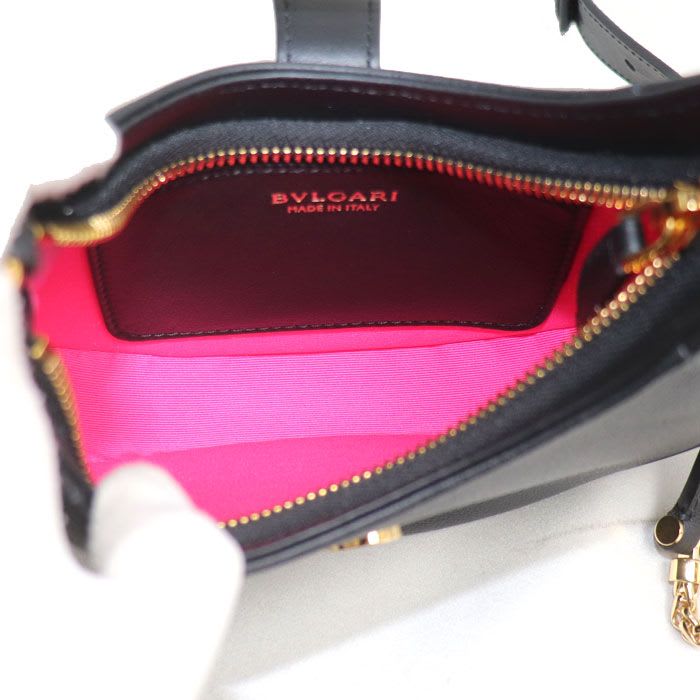 Bvlgari Serpenti Ellipse 2-Way Shoulder Bag Black IC Ladies