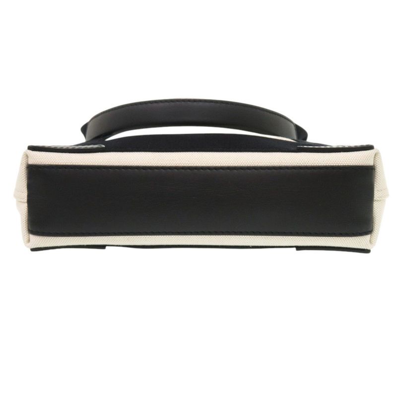 Balenciaga Navy Cabas XS Canvas Leather Light Beige Black 2way Handbag 0433