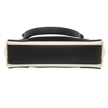 Balenciaga Navy Cabas XS Canvas Leather Light Beige Black 2way Handbag 0433