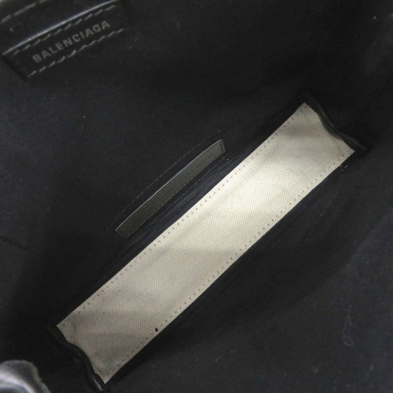 Balenciaga Navy Cabas XS Canvas Leather Light Beige Black 2way Handbag 0433