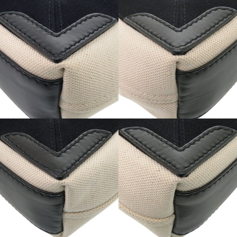 Balenciaga Navy Cabas XS Canvas Leather Light Beige Black 2way Handbag 0433