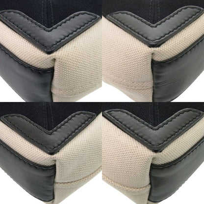 Balenciaga Navy Cabas XS Canvas Leather Light Beige Black 2way Handbag 0433