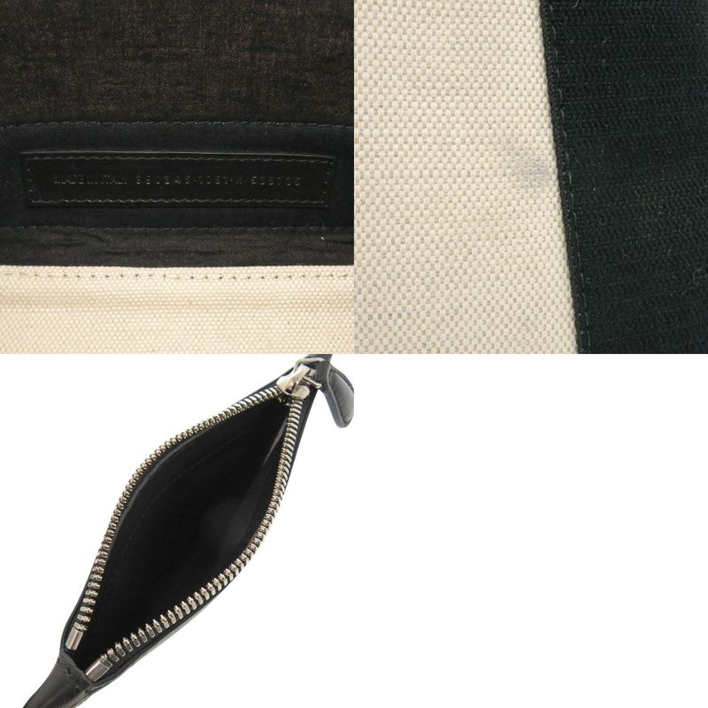 Balenciaga Navy Cabas XS Canvas Leather Light Beige Black 2way Handbag 0433