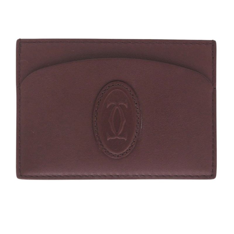 Cartier Must de Cartier Crl3001795 Leather Bordeaux Card Case Pass Case 0429