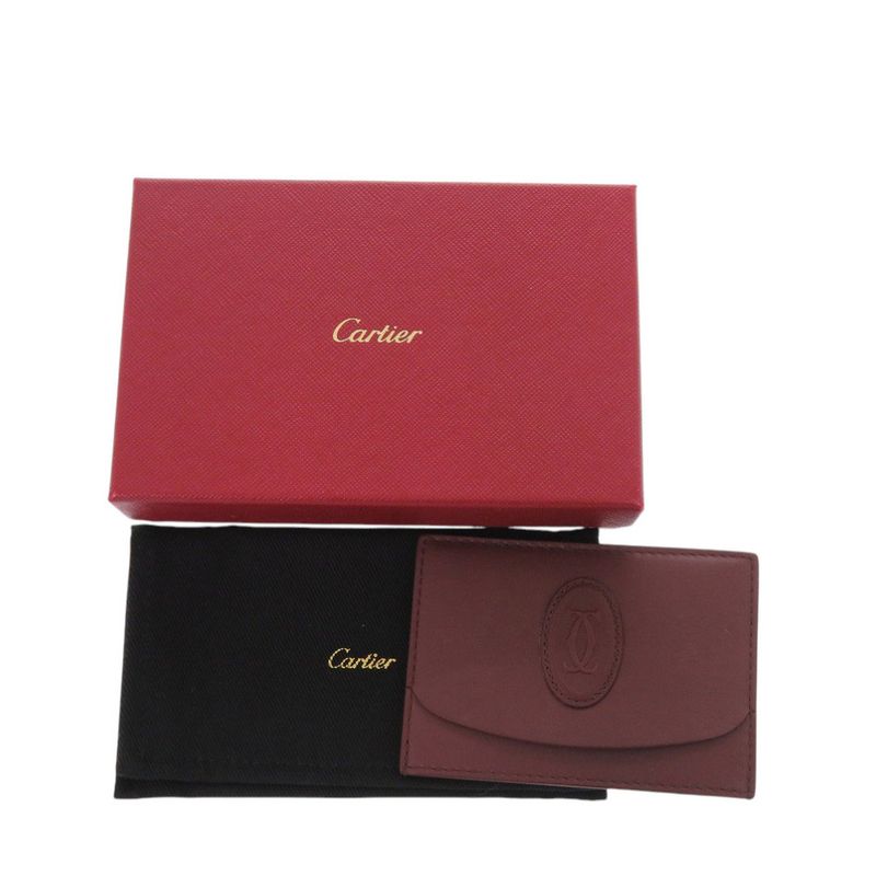 Cartier Must de Cartier Crl3001795 Leather Bordeaux Card Case Pass Case 0429