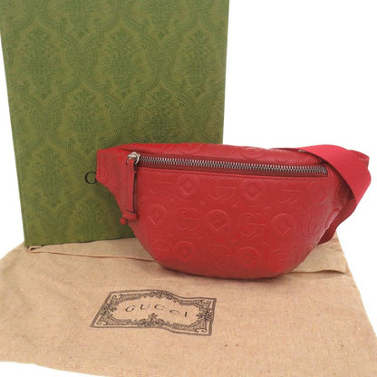 Gucci Children's Double G 502095 Leather Red Body Bag Waist Bag Red 0271 Gucci