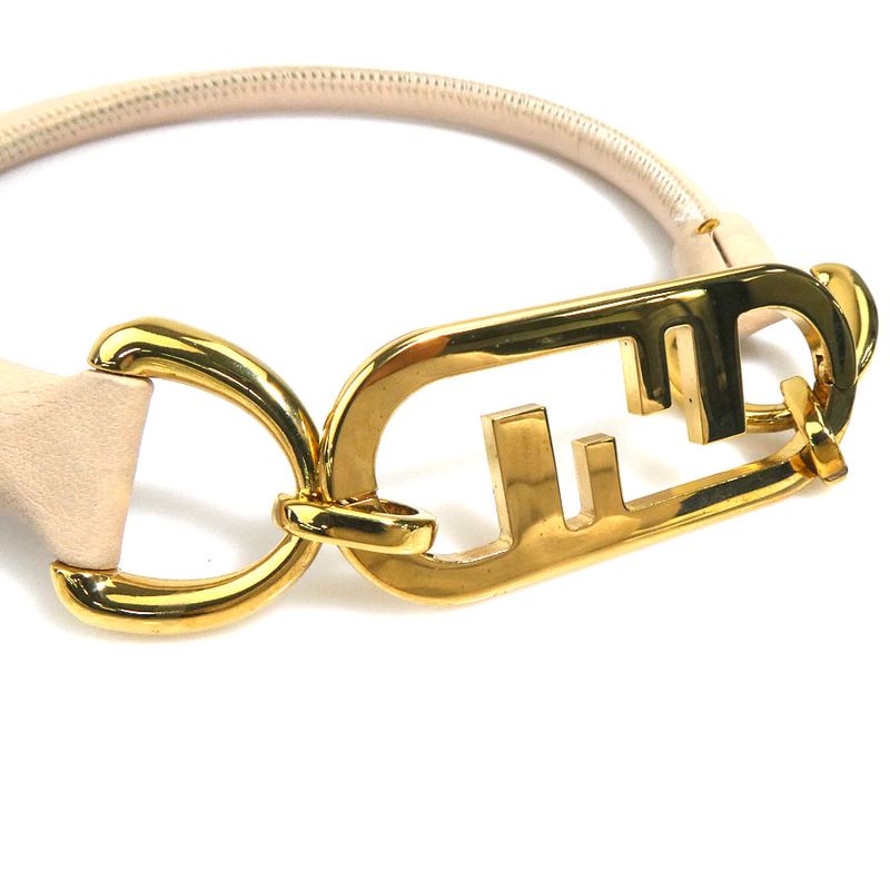Fendi Double F Logo Beige Leather Choker