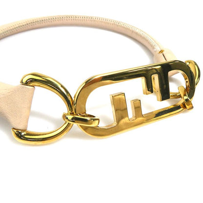 Fendi Double F Logo Beige Leather Choker