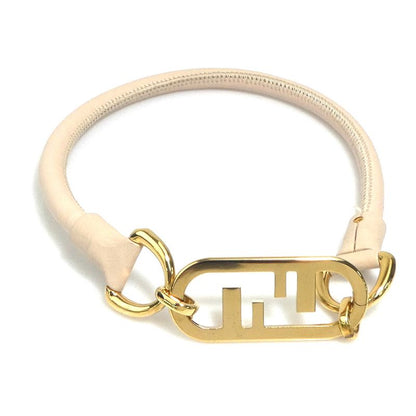 Fendi Double F Logo Beige Leather Choker