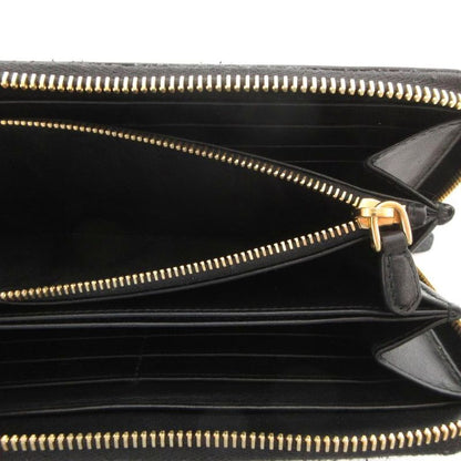 Prada Long Wallet Vitello Leather Round Zipper Black 1ml506 Uo Aa
