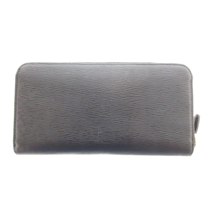 Prada Long Wallet Vitello Leather Round Zipper Black 1ml506 Uo Aa