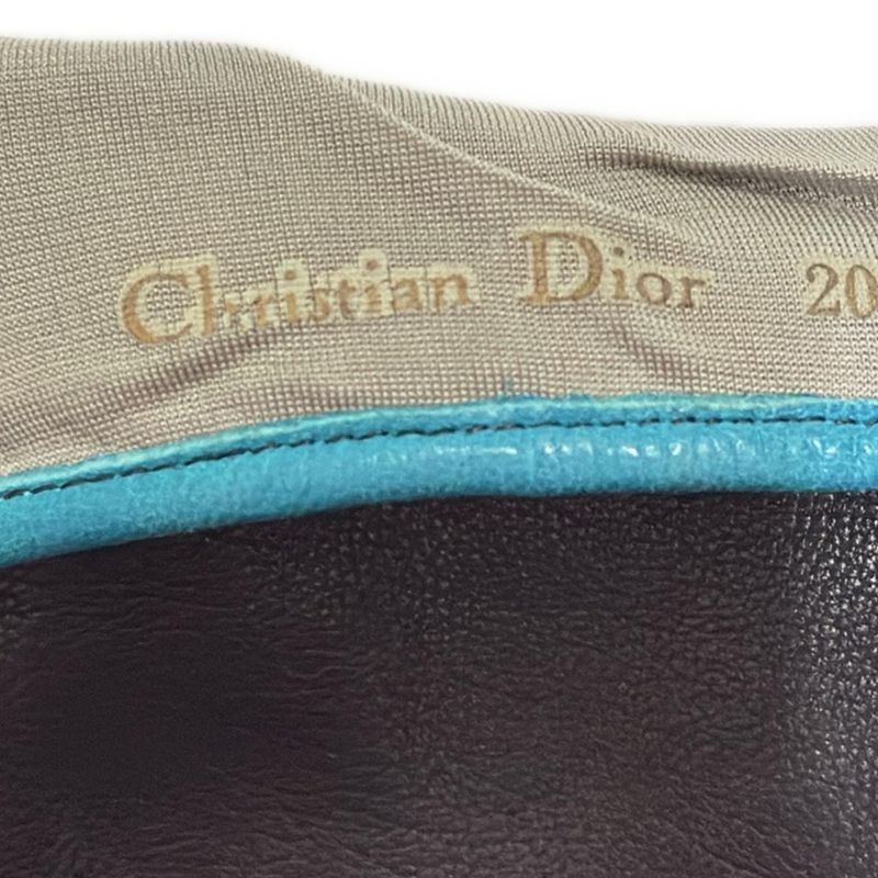 Dior Christian Dior Gloves Women's - Black X Blue Green Logo Embroidery Leather