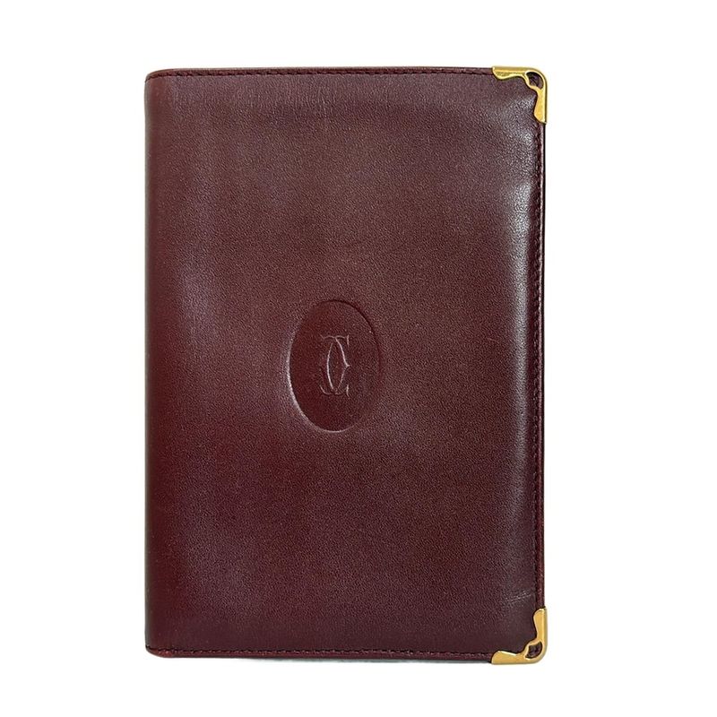 Cartier Billfold Mastline Bordeaux X Gold Can Hold Cards and Pass Ports Leather
